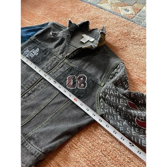 CLIO PETITES painted Women’s Denim Zippers Jacket Size 8 - Picture 3 of 8